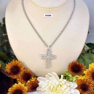 White Gold Diamond Cross Necklace