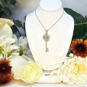 White Gold Diamond Key Necklace