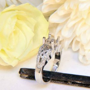 Platinum Diamond Engagement Ring Semi-Mount with Celtic Knots and Diamond Melee