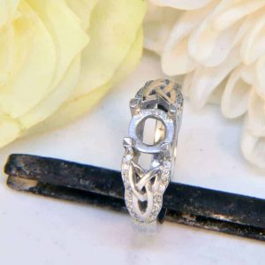 Platinum Diamond Engagement Ring Semi-Mount with Celtic Knots and Diamond Melee