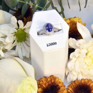 White Gold Tanzanite and Diamond Ring