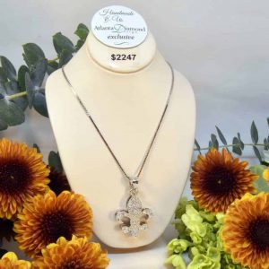 White Gold Fleur De Lis Diamond Necklace