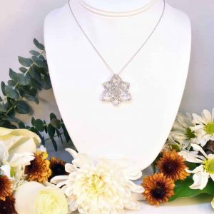 White Gold Flower Diamond Necklace