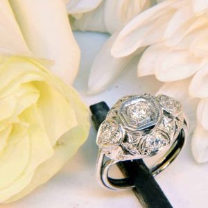 Platinum Estate Antique Diamond Engagement Ring