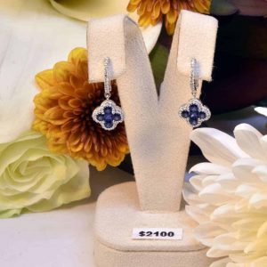 White Gold Sapphire and Diamond Earrings