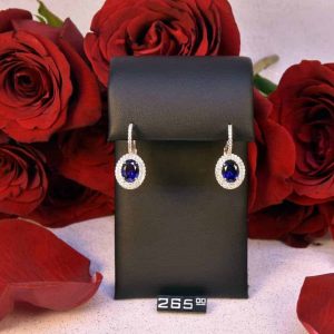 Silver Lafonn Simulated Diamond and Sapphire Earrings