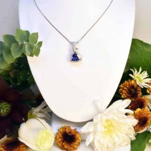 White Gold Tanzanite and Diamond Necklace