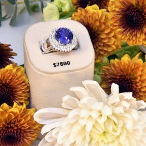 White Gold Tanzanite and Diamond Ring