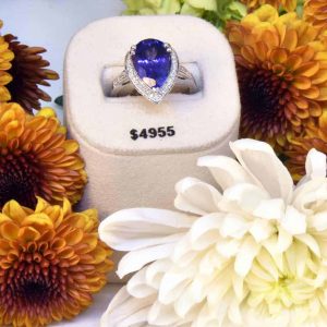 White Gold Tanzanite and Diamond Ring