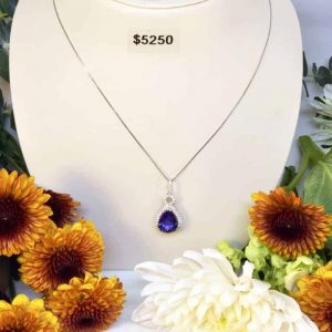 White Gold Tanzanite and Diamond Necklace