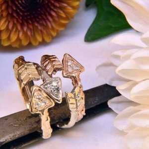 White, Yellow, or Rose Gold Arrow Diamond Ring