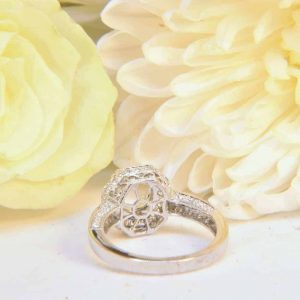 White Gold Diamond Engagement Ring Semi-Mount with Octagonal Halo