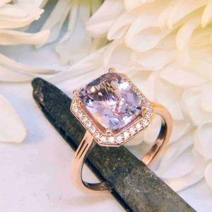 Rose Gold Morganite and Diamond Engagement Ring