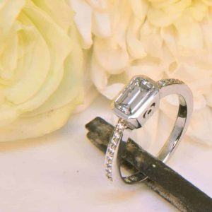 White Gold Emerald-Cut Diamond Engagement Ring