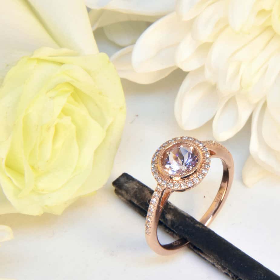 Rose Gold Morganite and Diamond Engagement Ring