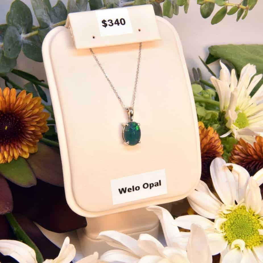 White Gold Welo Opal Necklace