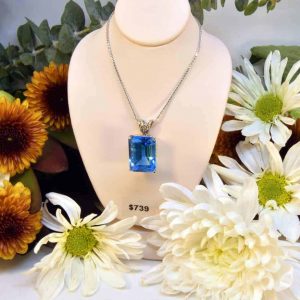 White Gold Blue Topaz Necklace