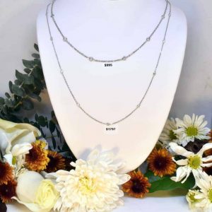 White Gold Diamond by the Inch Necklace