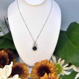 White Gold Sapphire and Diamond Necklace