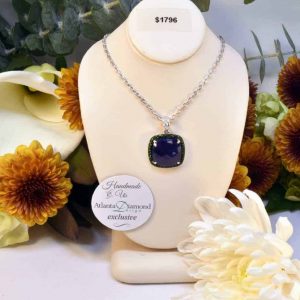 White Gold Sapphire, Tsavorite Garnet, and Diamond Necklace