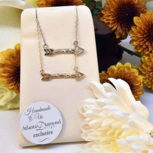 White, Yellow, or Rose Gold Diamond Loving Arrow Necklace