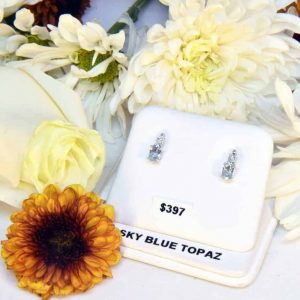 White Gold Sky Blue Topaz and Diamond Earrings