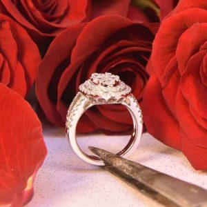 White Gold Oval Diamond Cluster Ring
