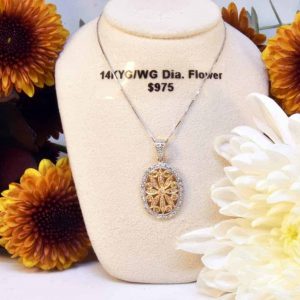 Yellow and White Gold White Diamond and Yellow Diamond Necklace