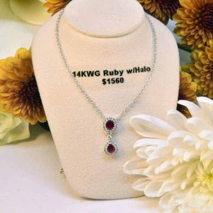 White Gold Ruby and Diamond Necklace