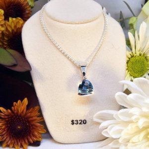 Sterling Silver Caribbean Blue Topaz Necklace