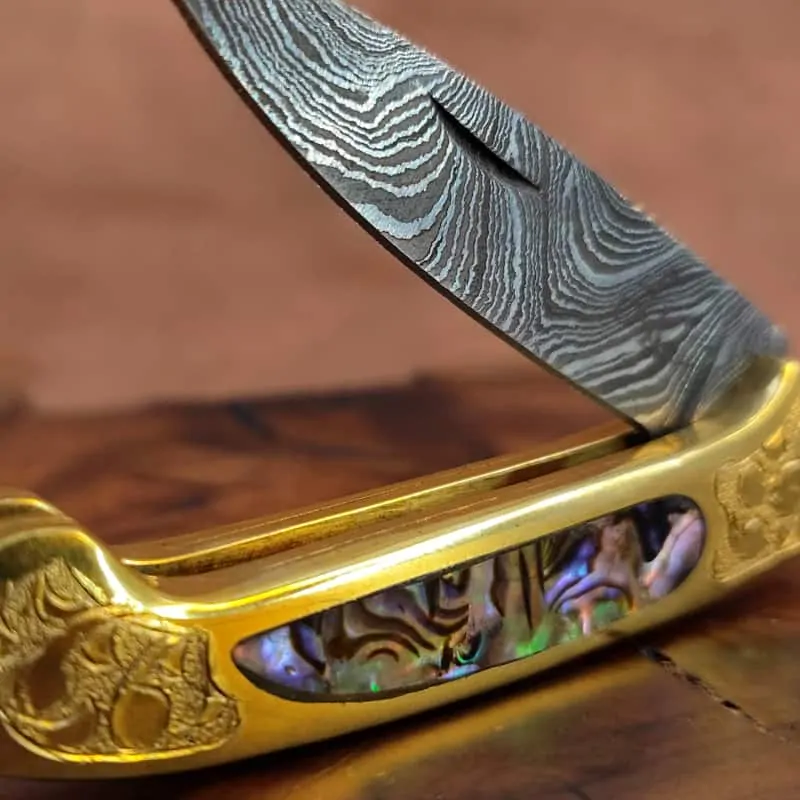 Abalone Brass Pocket Knife