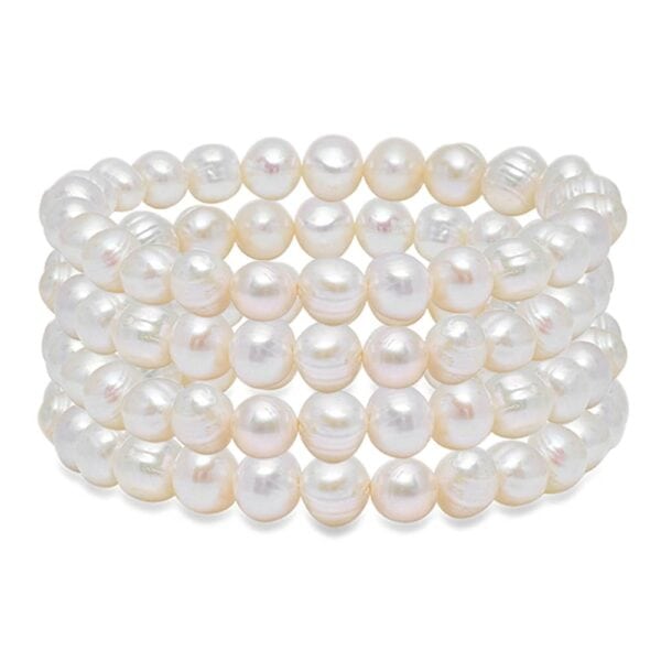 Freshwater Pearl Stretch Bracelet White