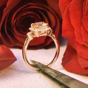 Rose Gold Morganite and Diamond Ring