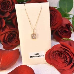 Rose Gold Morganite and Diamond Necklace