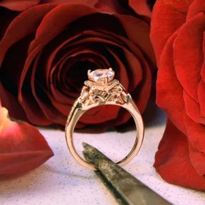 Rose Gold Morganite and Diamond Ring