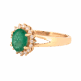 14K YG Ring + Oval Emerald + Diam Halo+ Split Shank