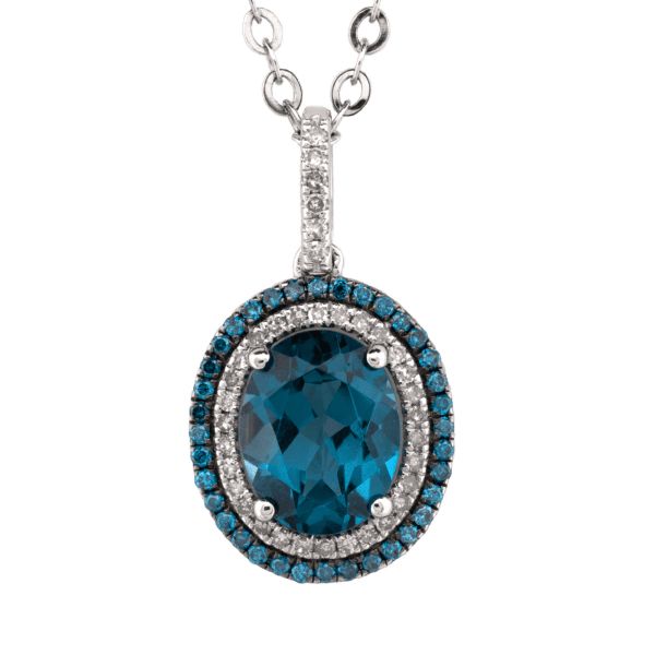 14K White Gold London Blue Topaz and Diamond Necklace 14K White Gold London Blue Topaz and Diamond Necklace