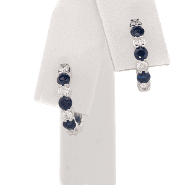 14K WG Diam and Saph Hoops