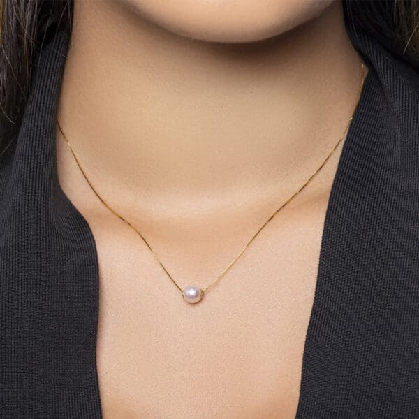 14K YG Single Akoya Sliding Pearl on Box Chain 14K YG Single Akoya Sliding Pearl on Box Chain