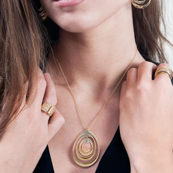 SS/18K YG PL Bubble Pendant and Chain SS/18K YG PL Bubble Pendant and Chain