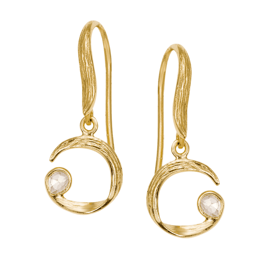 Sterling Silver Vermeil Diamond Slice Earrings