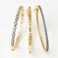 Sterling Silver and Vermeil Signature Thin Pave CZ Hinged Bracelet