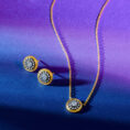 Sterling Silver and Vermeil Nautical CZ Button Necklace