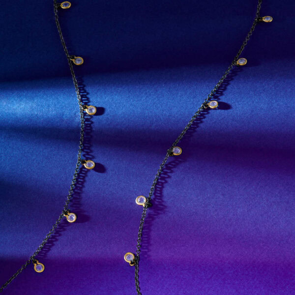 Sterling Silver and Vermeil Bezel CZ Droplet Necklace Sterling Silver and Vermeil Bezel CZ Droplet Necklace