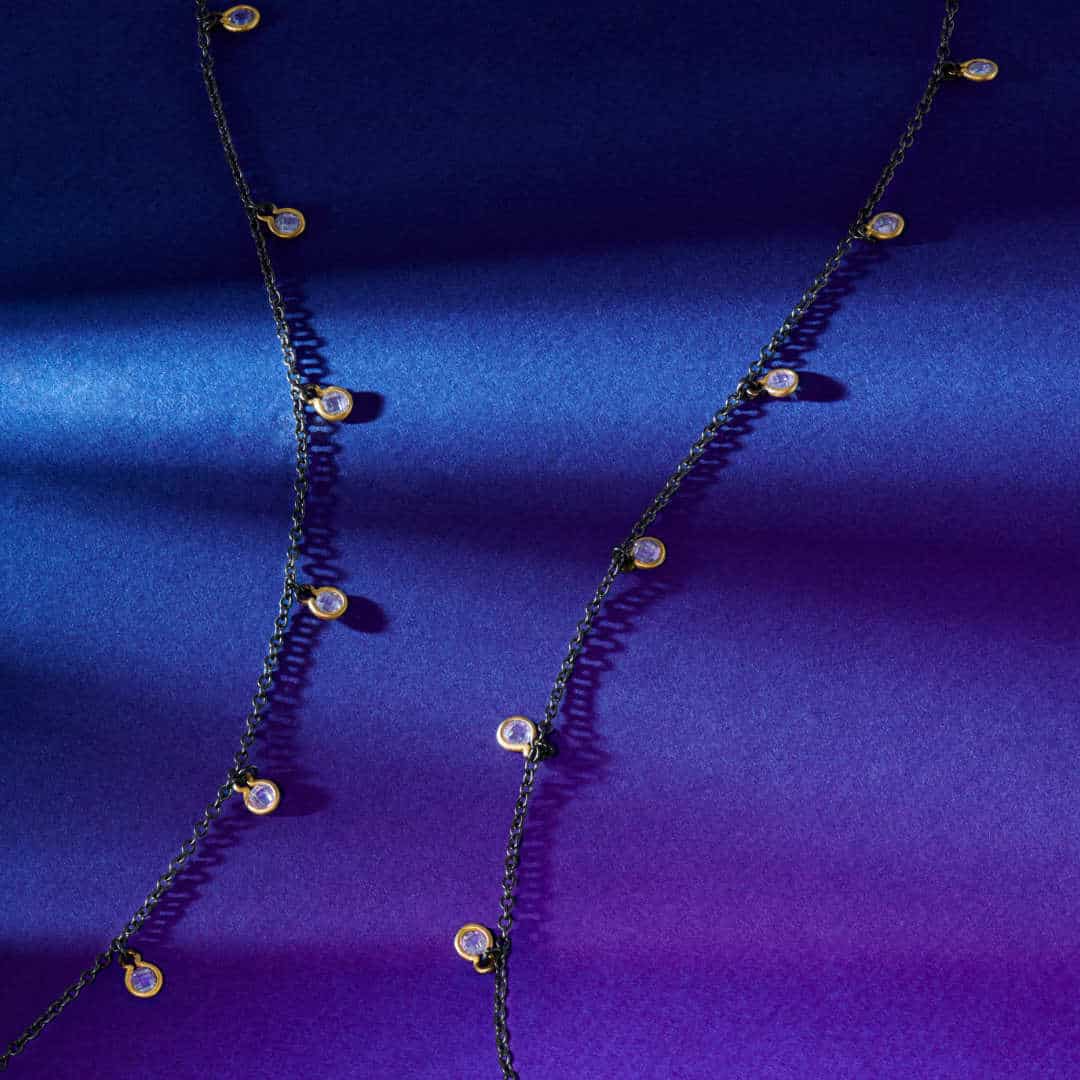 Sterling Silver and Vermeil Bezel CZ Droplet Necklace - Image 2
