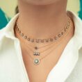 Sterling Silver and Vermeil Nautical CZ Button Necklace