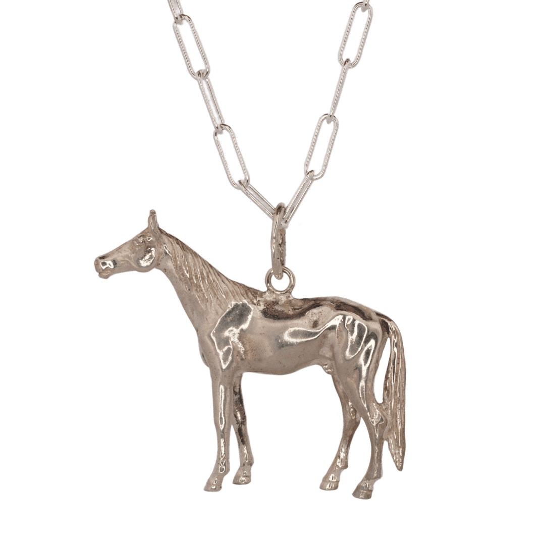 Silver 3D horse pendant