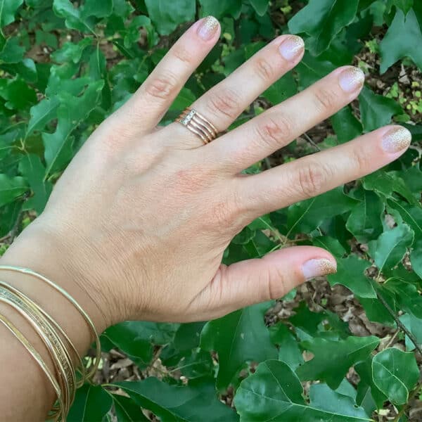 14K YG 4 Bar/ 3 Diam Ring + .15 CTW Size 6.5