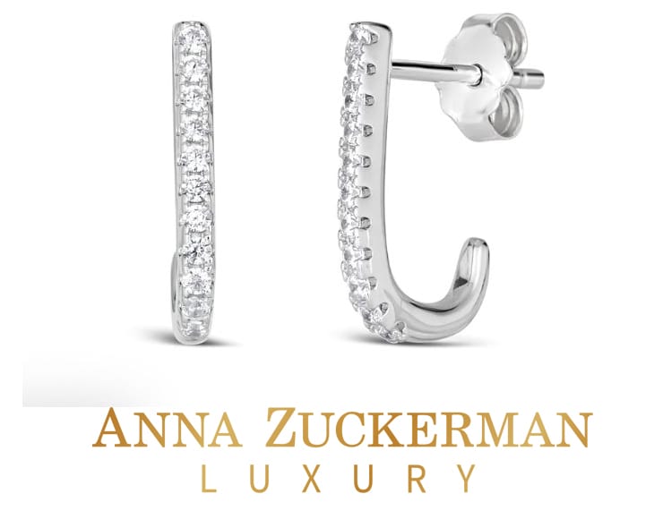 Anna Zuckerman Stud J Hoop Earrings