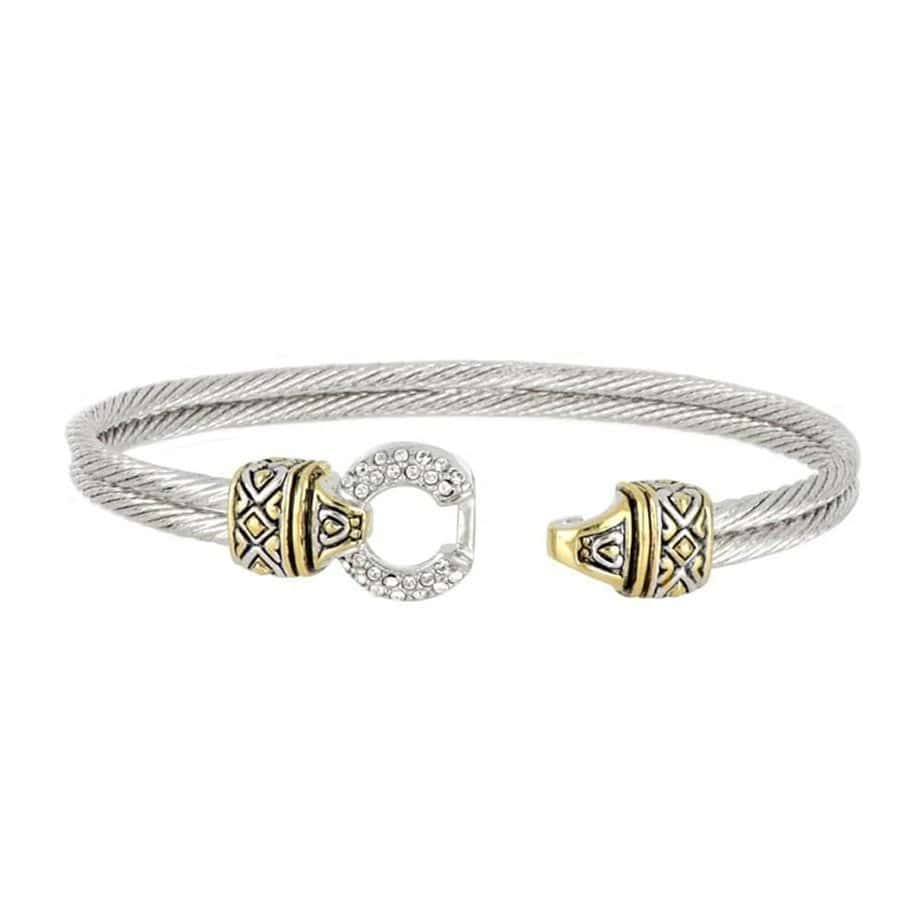 Antiqua Pavé Circle Double Wire Bracelet - Image 3